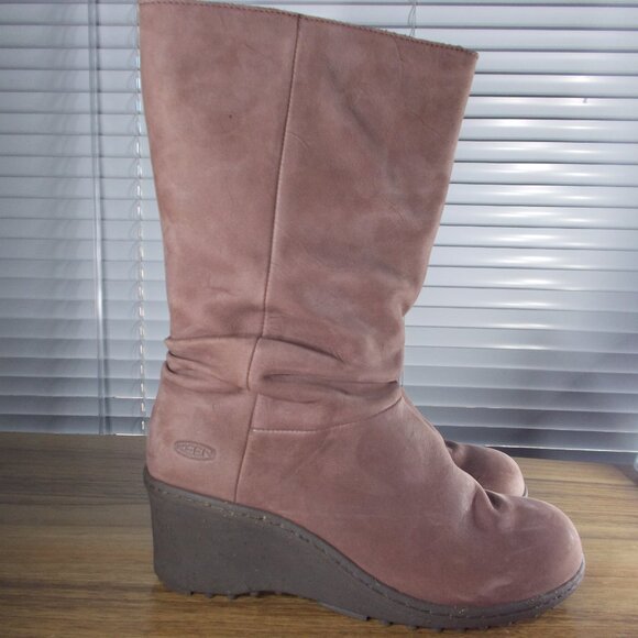 Keen 1007694 Akita Leather Mid Calf Wedge Chelsea Boots Women's 7.5 - Picture 2 of 5